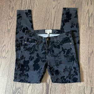 Current Elliott skinny velvet black jeans
